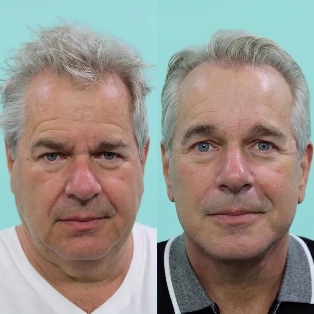 A patient before and after a deep plane face, neck and brow lift with Dr. Quiroz. Individual results vary.